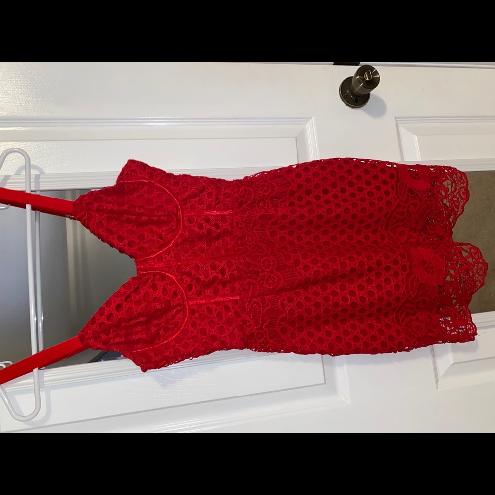 Missguided Red Lace Bodycon Dress